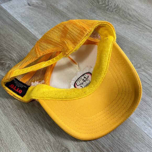 Vintage Otto Trucker Hat Yellow Mesh Snapback Cap Adjustable Unisex HTHN HSE - Picture 10 of 10
